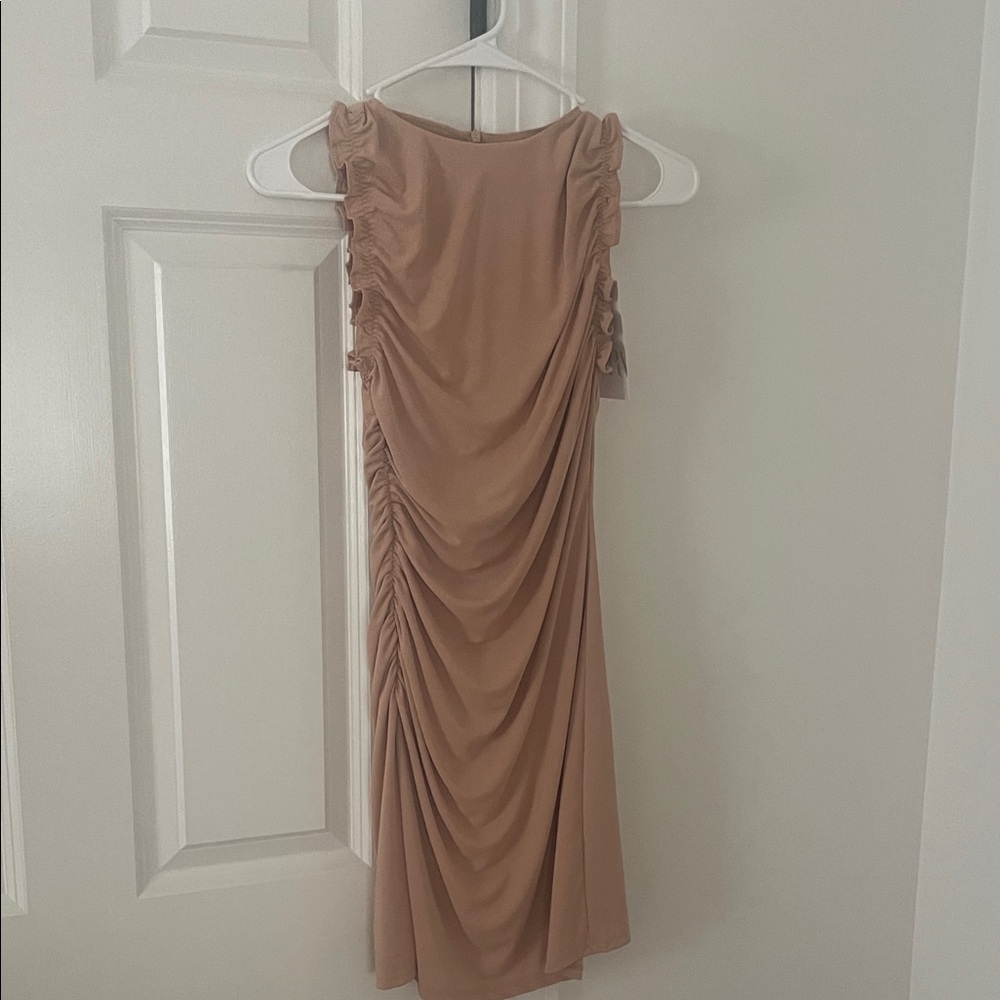 ZARA Tan Ruched Dress BNWT